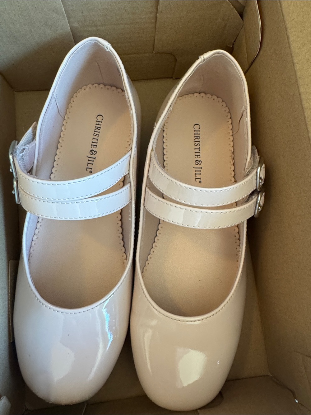 Girls' Double-Strap Patent Dress Shoes in Light Pink